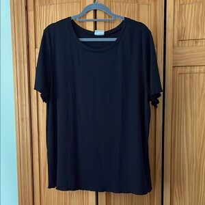 Solid black lettuce trim tee